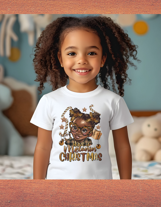 Girl's Christmas Melanin T-Shirt