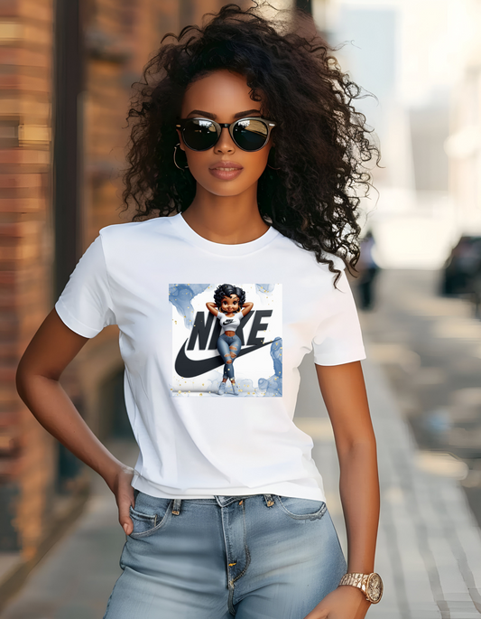 Nike and Betty Boop Inspired graphic design women's casual T-shirt